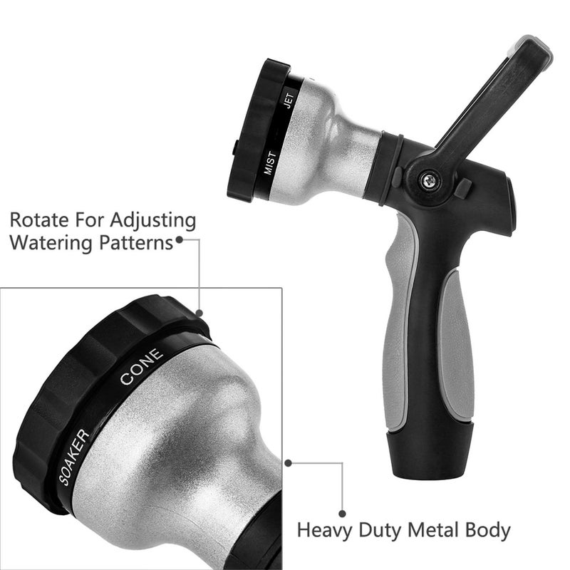 GREEN MOUNT New Patent Garden Hose Nozzle, Heavy Duty Water Nozzle, High Pressure Fireman Style Nozzle with Ergonomic Handle to Water Lawn and Garden, Black - Image 4